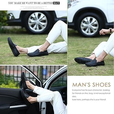 Men's Premium Genuine Leather Casual Slip on Loafers Breathable Driving Shoes Fashion Slipper