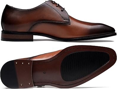 Men's Dress Shoes Leather Wingtip Formal Business Oxford Shoes Brogue Retro Derby Dress Shoes for Men