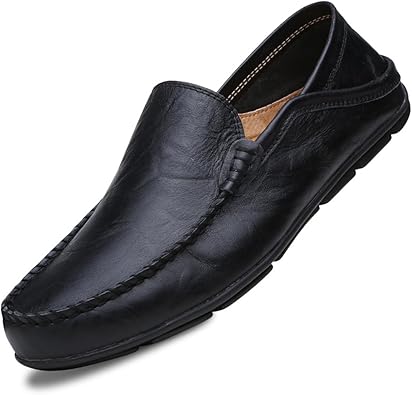 Men's Premium Genuine Leather Casual Slip on Loafers Breathable Driving Shoes Fashion Slipper