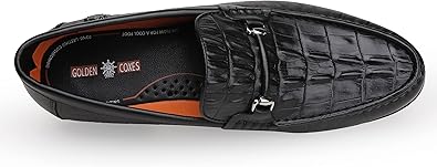 Premium Leather Dress Shoes for Mens, Black Fashion Crocodile Printed Business Slip-on Loafer Shoes for Men